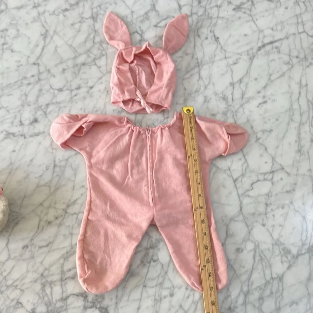 Handmade Infant Doll Bunny Ear Tail Outfit Hat Slippers